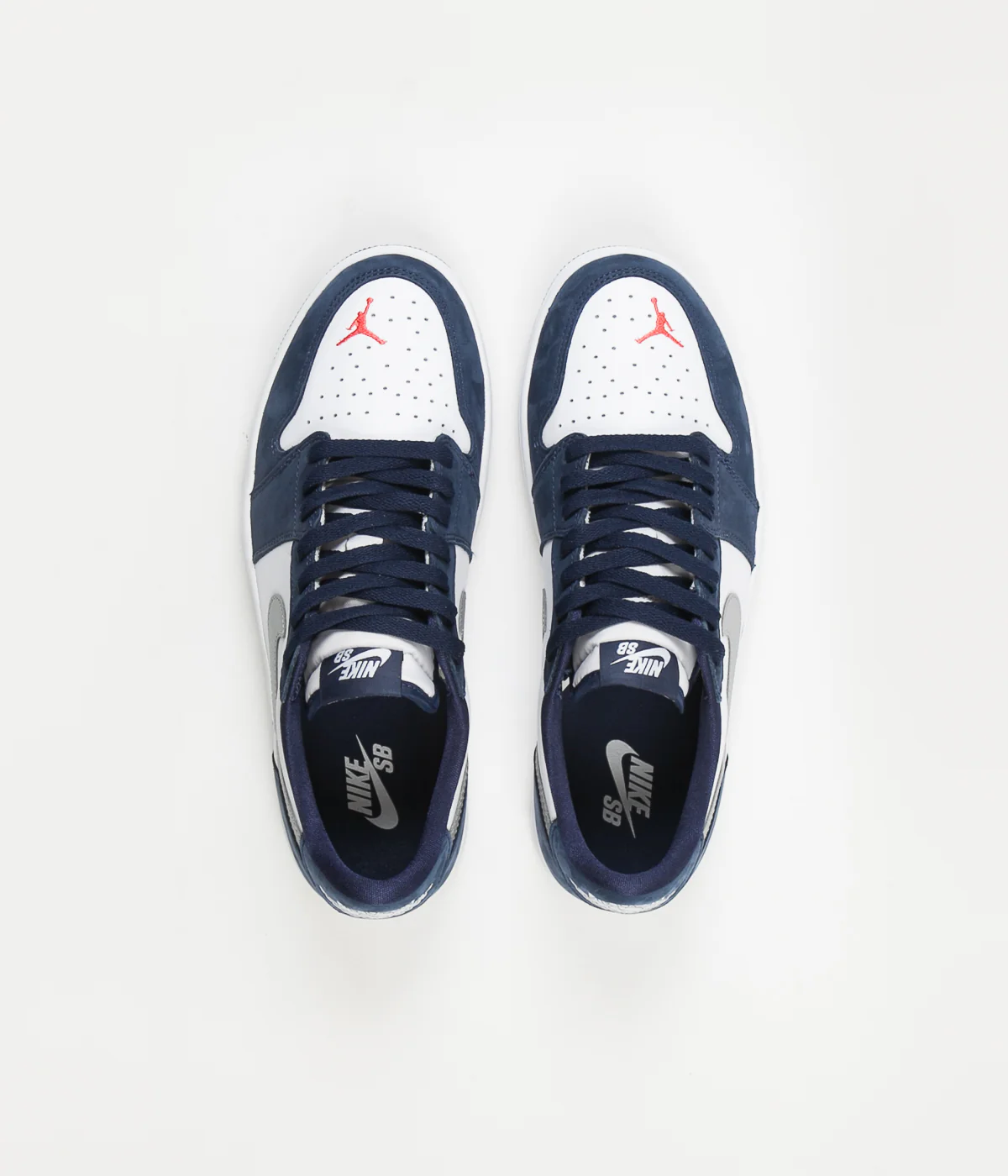 Nike SB x Air Jordan 1 Low Shoes - Midnight Navy / Metallic Silver - White - Image 8