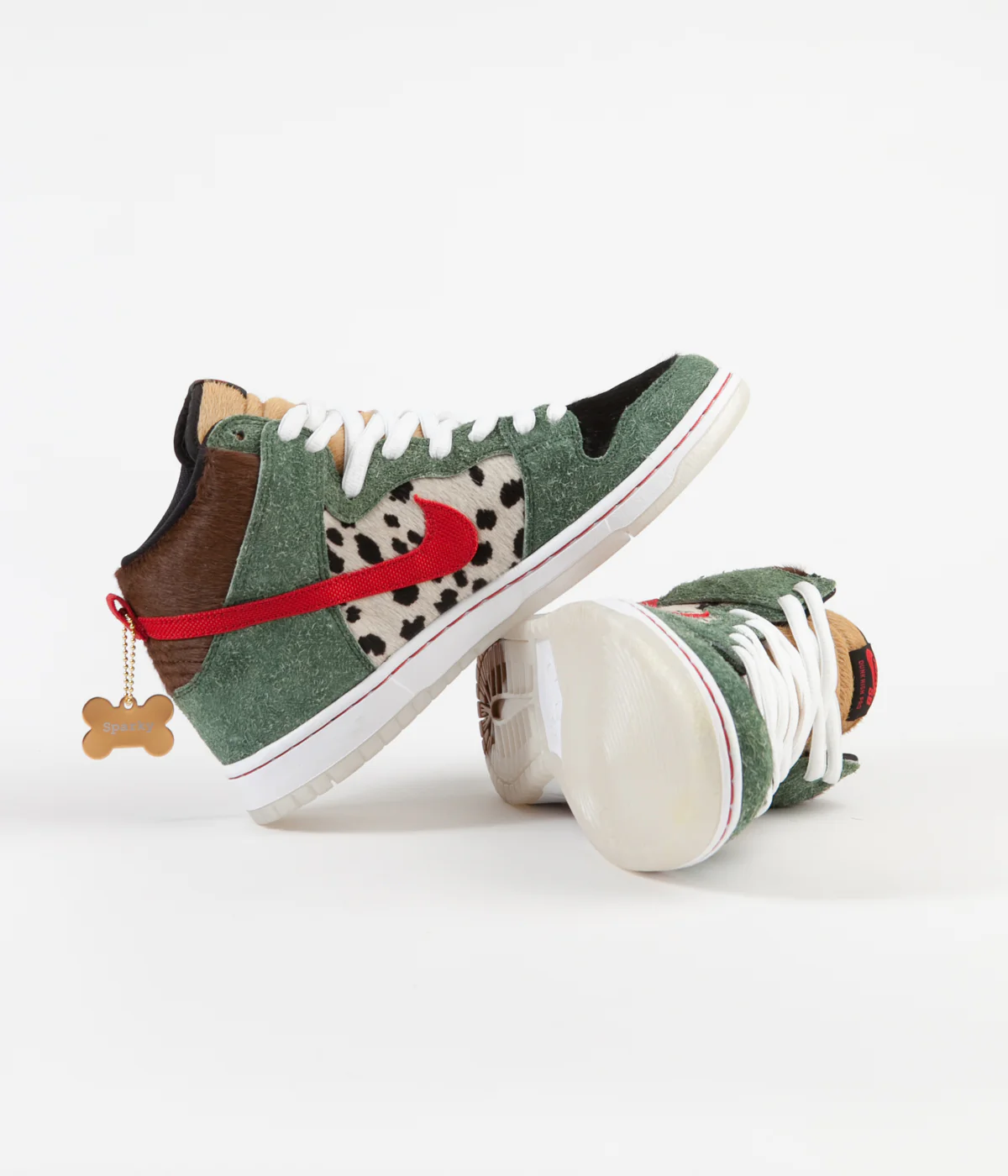 Nike SB Dunk High 'Dog Walker' Shoes - Fir / University Red - Black - White - Image 6