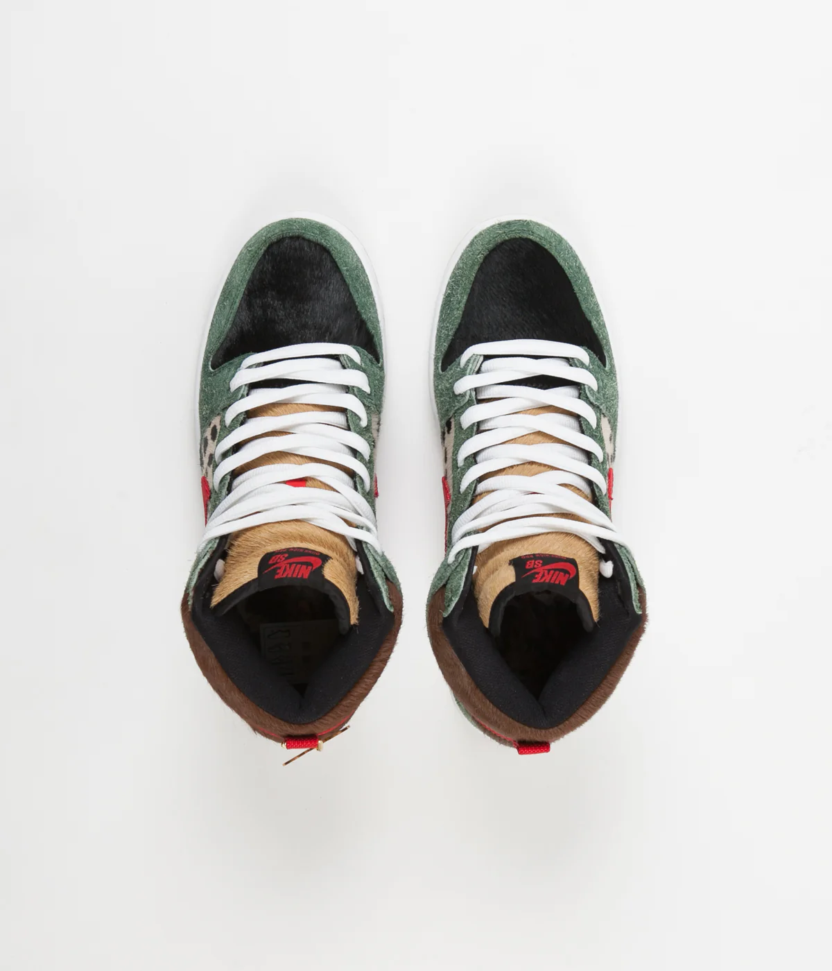 Nike SB Dunk High 'Dog Walker' Shoes - Fir / University Red - Black - White - Image 9