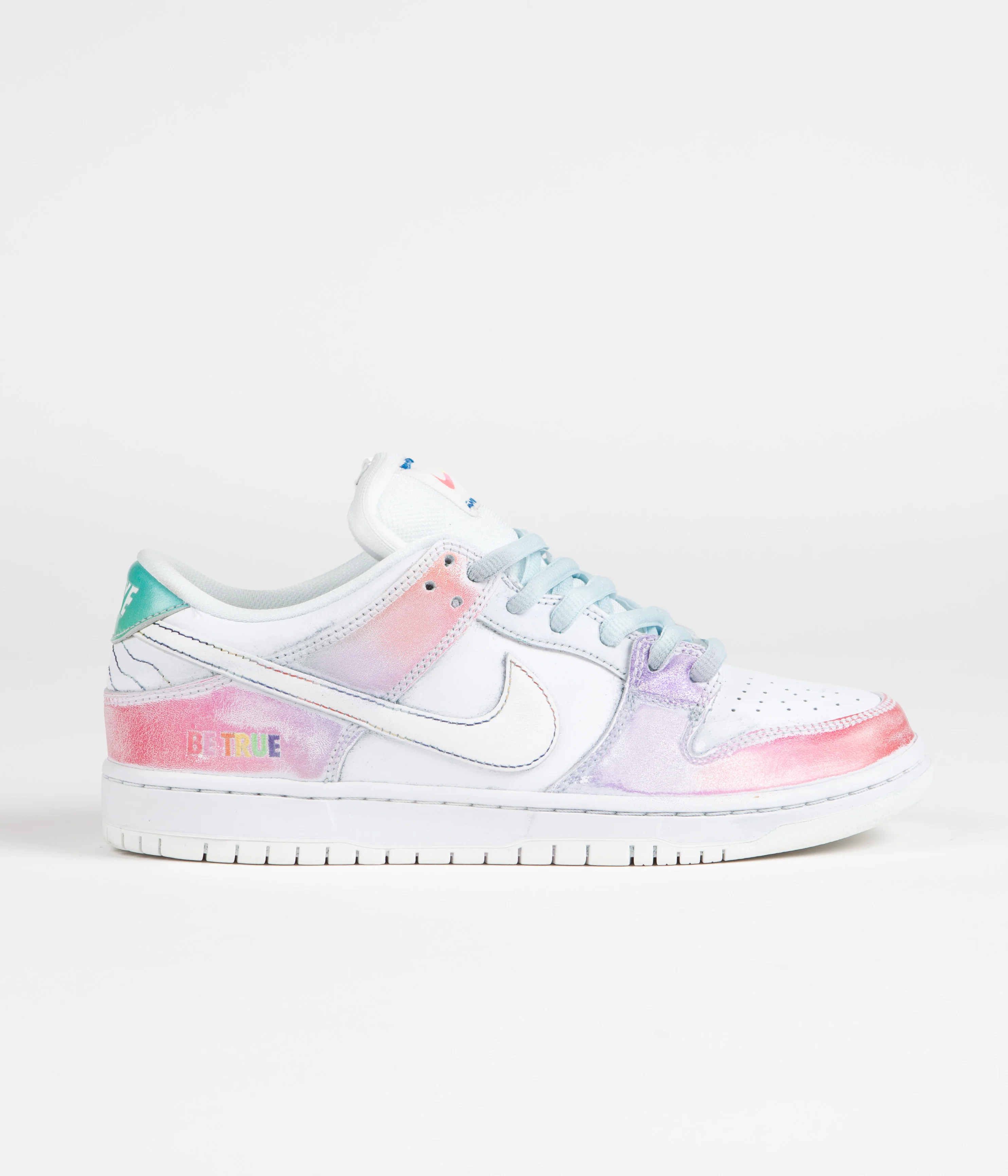 Nike SB Dunk Low 'Be True' Shoes - White / Summit Rainbow - White - Image 2