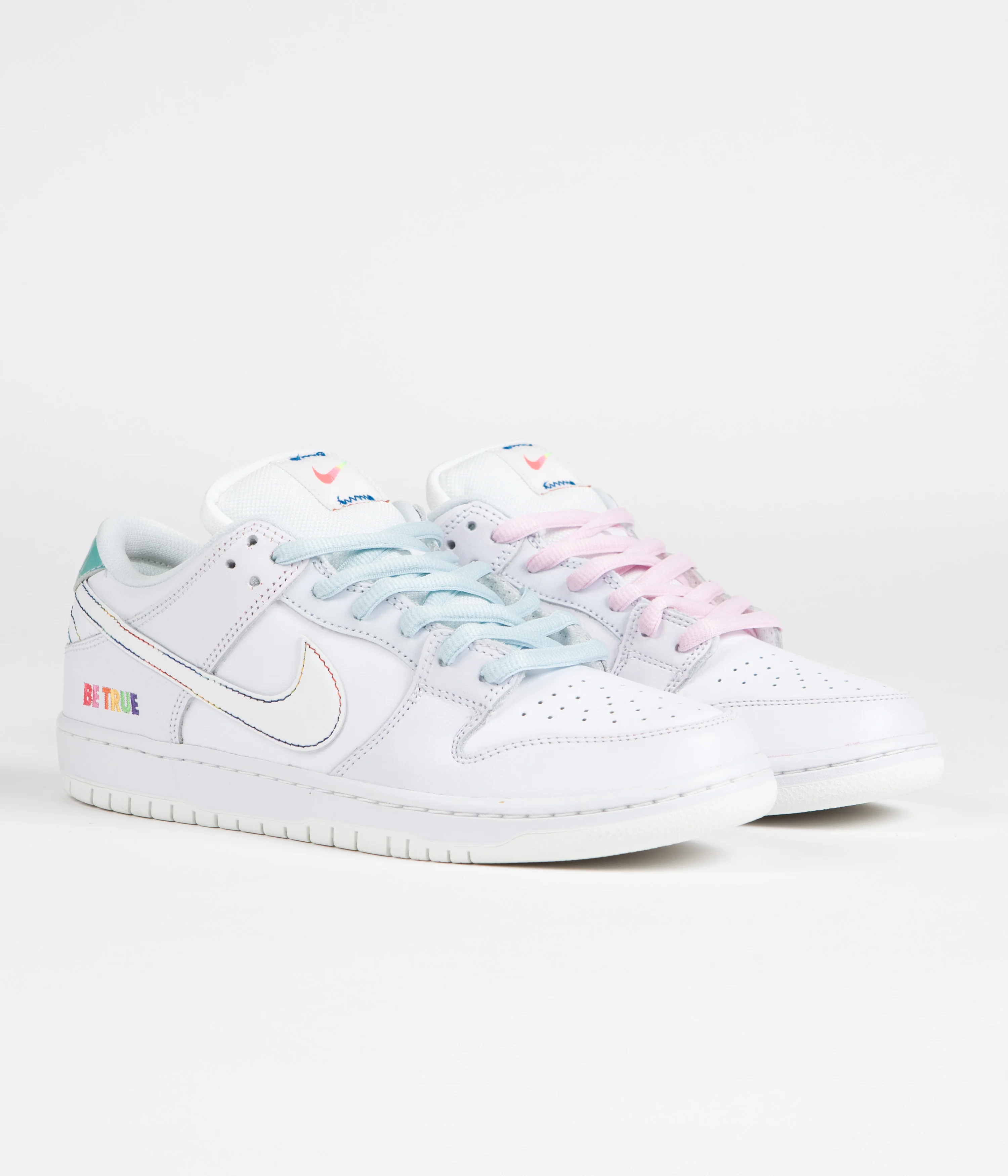 Nike SB Dunk Low 'Be True' Shoes - White / Summit Rainbow - White - Image 3