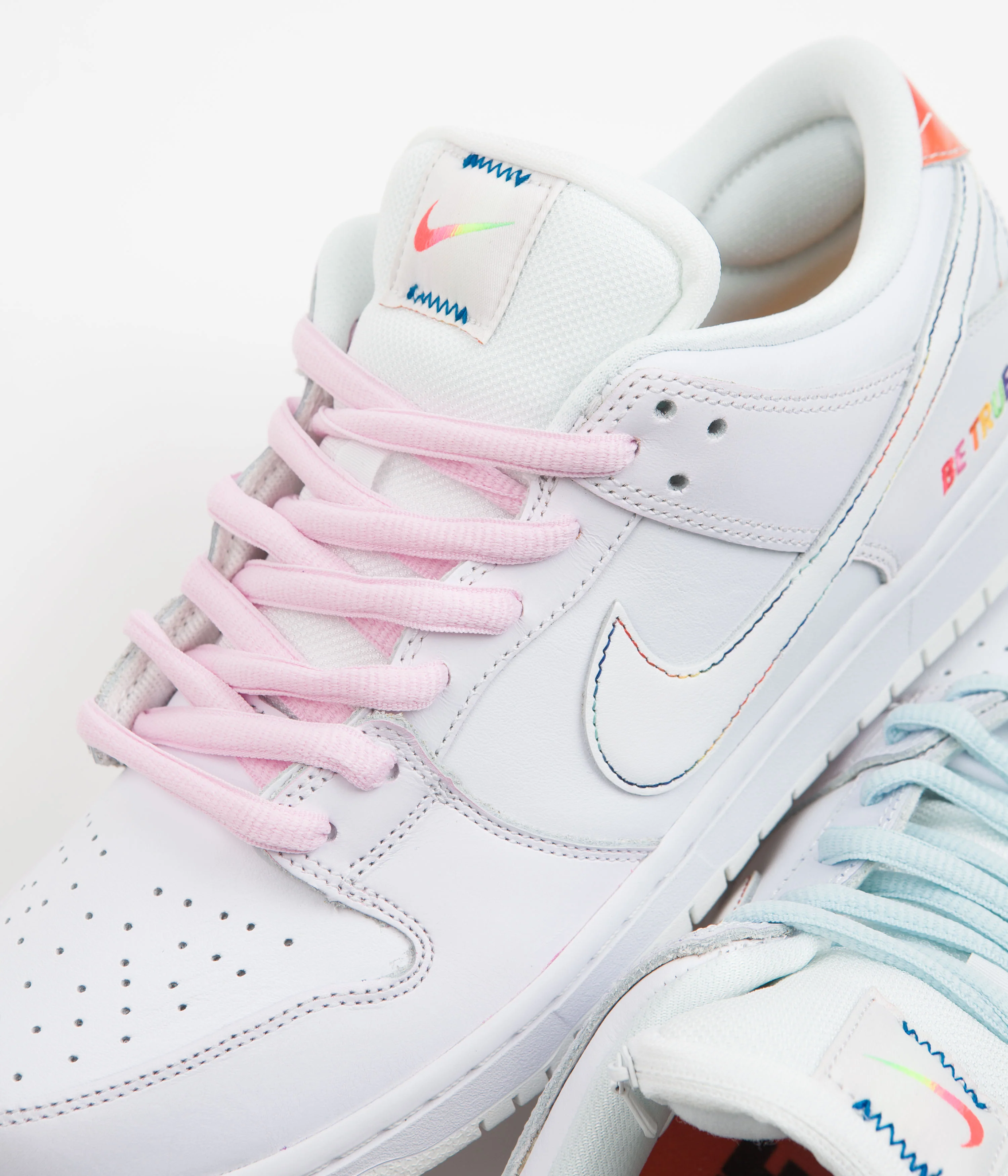 Nike SB Dunk Low 'Be True' Shoes - White / Summit Rainbow - White - Image 4