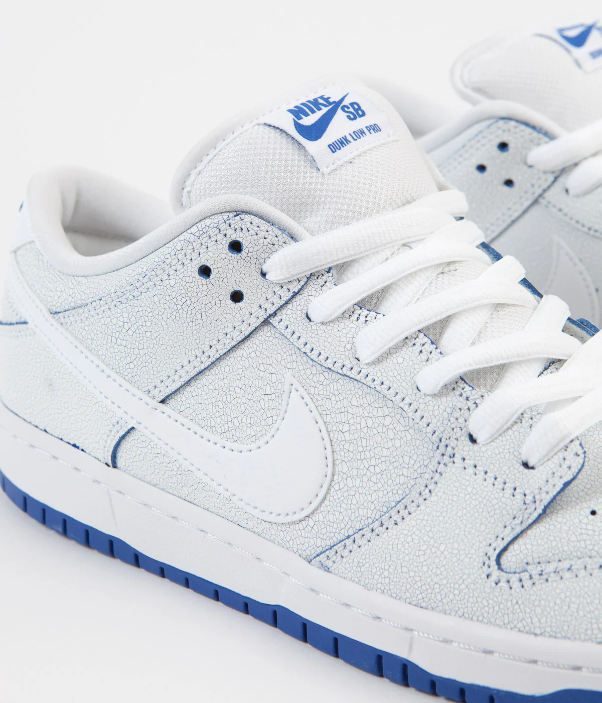 Nike SB Dunk Low Pro Premium Shoes - White / White - Game Royal - Image 3