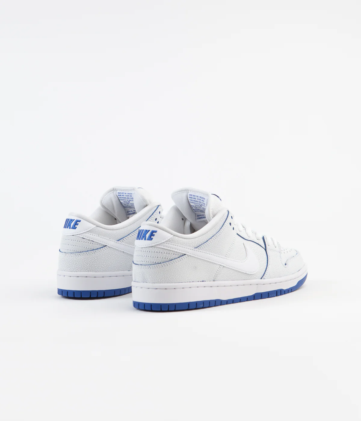 Nike SB Dunk Low Pro Premium Shoes - White / White - Game Royal - Image 5