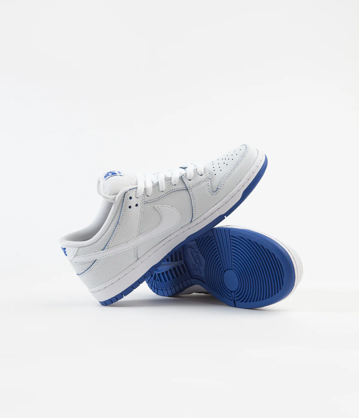 Nike SB Dunk Low Pro Premium Shoes - White / White - Game Royal - Image 6