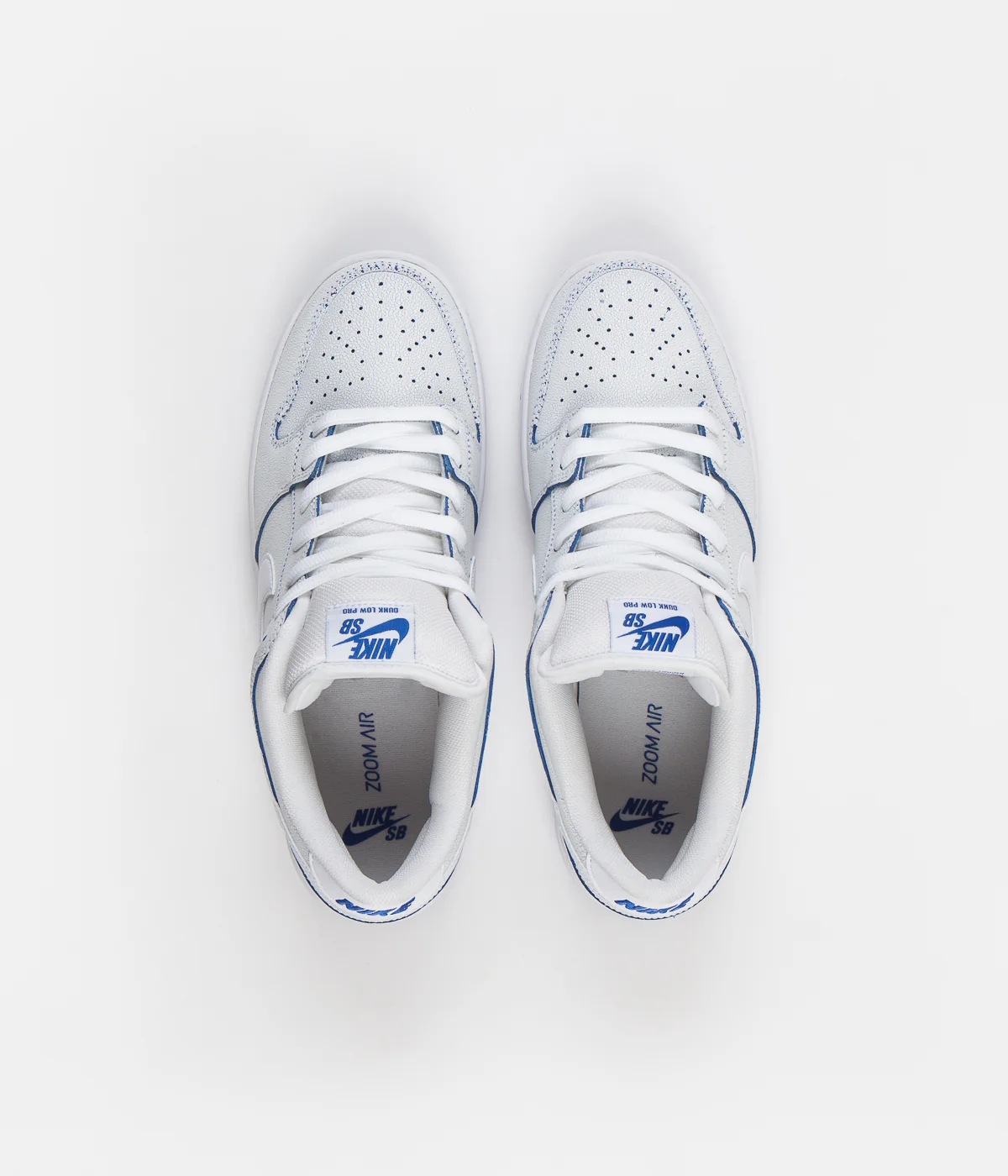 Nike SB Dunk Low Pro Premium Shoes - White / White - Game Royal - Image 8