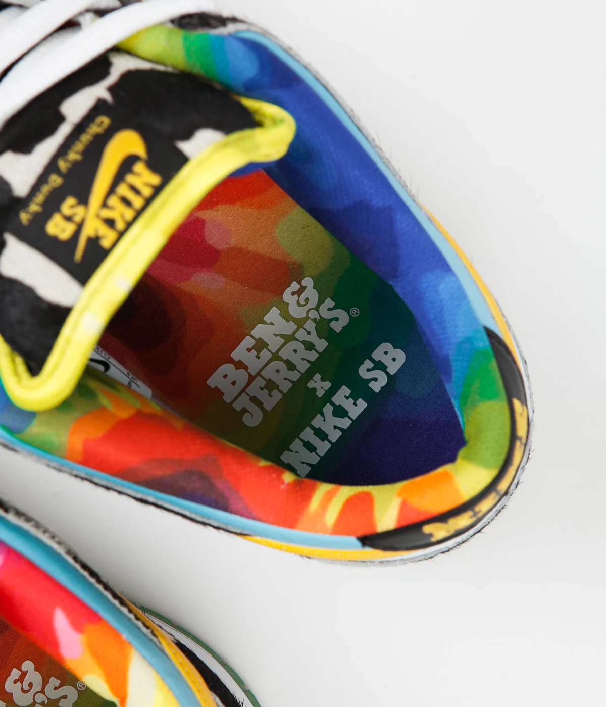 Nike SB x Ben & Jerry's 'Chunky Dunky' Dunk Low Pro Shoes - White / University Gold - Lagoon Pulse - Black - Image 9