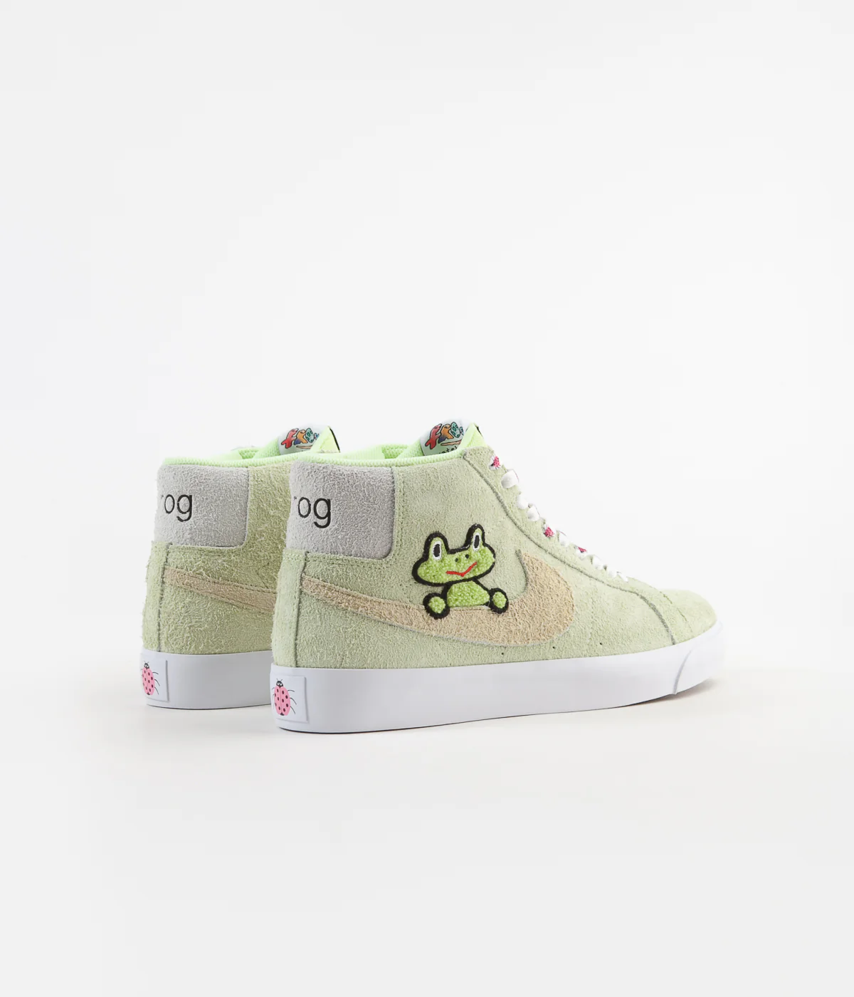 Nike SB x Frog Skateboards Blazer Mid Shoes - Light Liquid Lime / Lawn - White - Light Crimson - Image 5