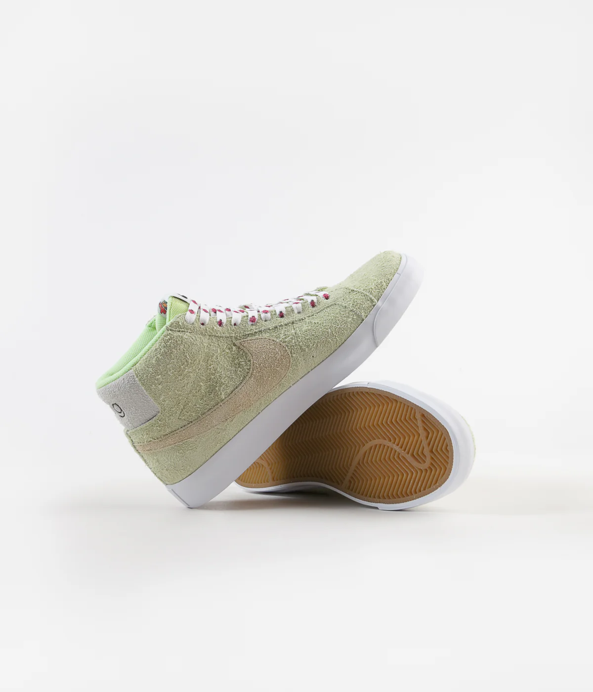 Nike SB x Frog Skateboards Blazer Mid Shoes - Light Liquid Lime / Lawn - White - Light Crimson - Image 9