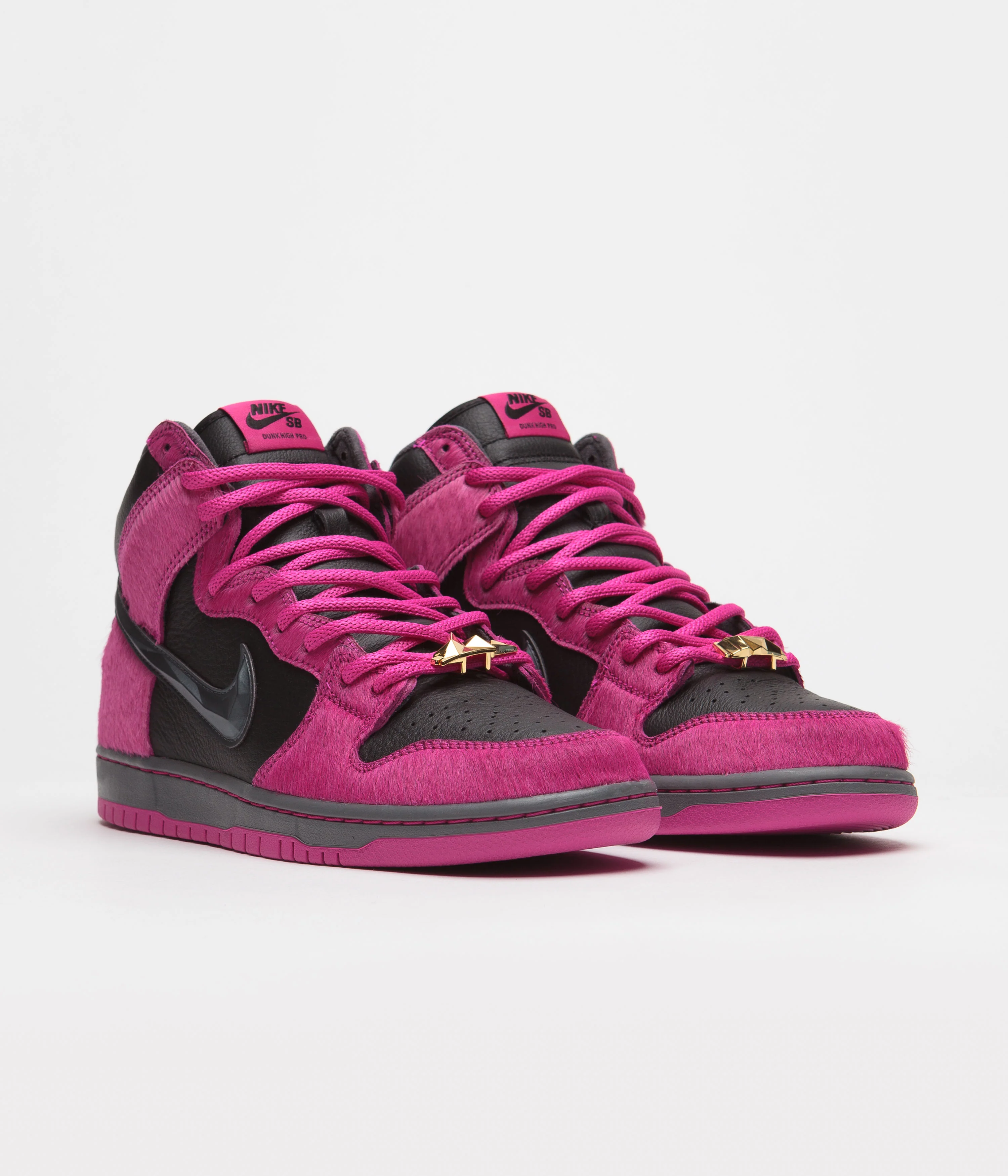 Nike SB x Run The Jewels Dunk High Shoes - Active Pink / Black - Metallic Gold - Image 11