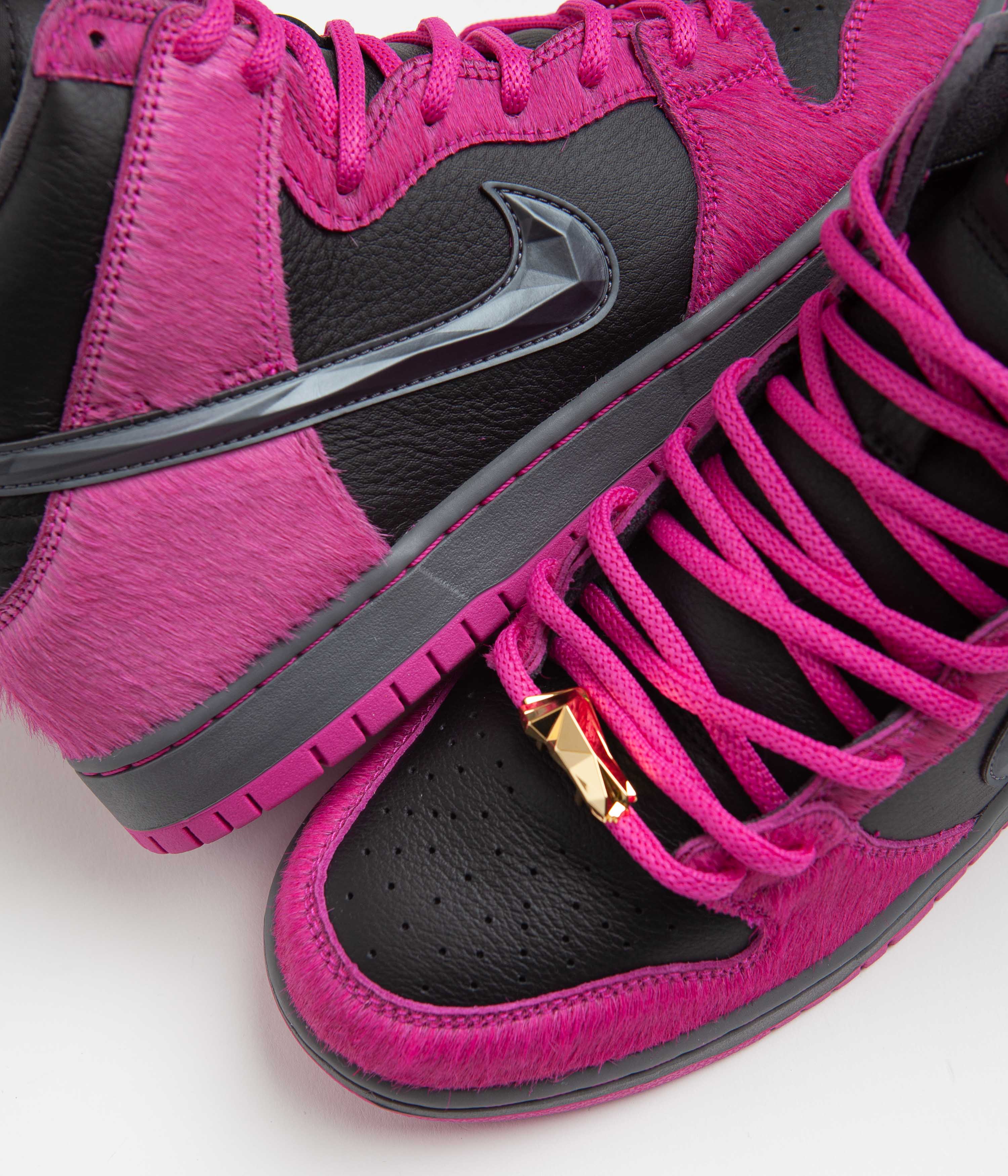 Nike SB x Run The Jewels Dunk High Shoes - Active Pink / Black - Metallic Gold - Image 12