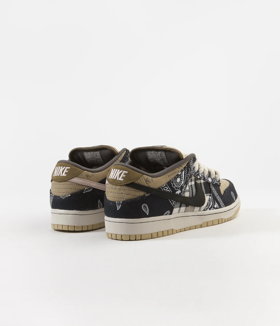 Nike SB x Travis Scott Dunk Low Premium Shoes - Black / Black - Parachute Beige - Petra Brown - Image 4