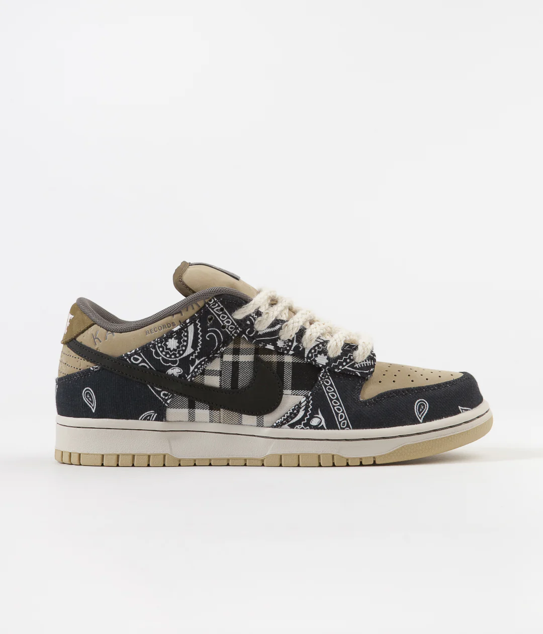 Nike SB x Travis Scott Dunk Low Premium Shoes - Black / Black - Parachute Beige - Petra Brown - Image 8